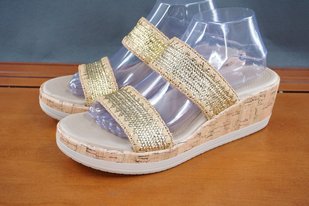 LifeStride Bzees Airstep Shoes Womens Size 10M Cork Wedge Sandals Slip On Comfor